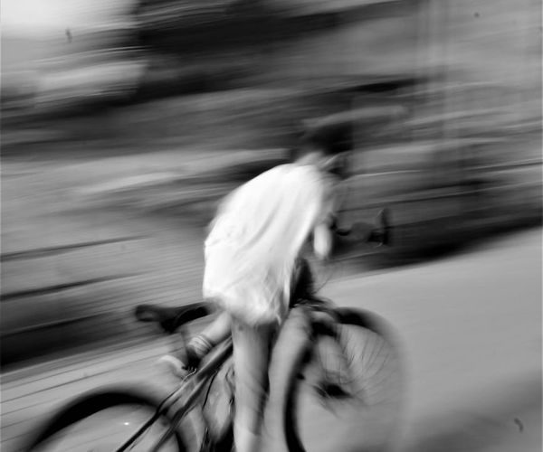 A person in deep focus during a dynamic movement exercise.